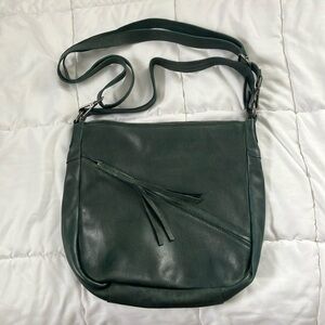Vilenca Dark Green Real Leather Crossbody/ Satchel Bag